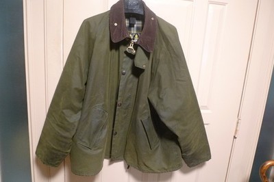 BARBOUR - A210 TRANSPORT  WAX  COTTON  JACKET & HOOD -SAGE -MADE @ UK -46 - RARE