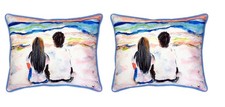 Pair of Betsy Drake and Noland Large Indoor Outdoor Pillows 16x20