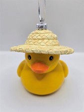 New Rubber Duck Duckie Straw Hat Christmas Tree Ornament Holiday Decoration