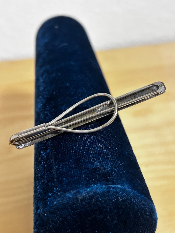 Vintage Navajo Sterling Silver Tie Bar or Money Clip With Turquoise Stone - Image 4 of 4