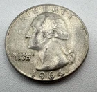 1964 Denver Mint USA Washington Quarter Dollar 90% Silver 25c Coin Mint D B10