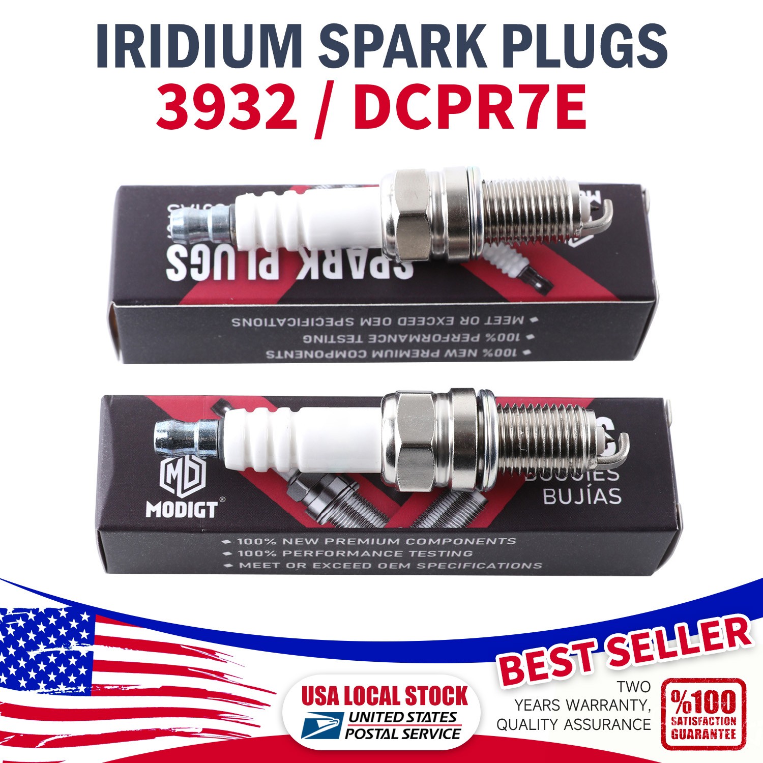 OEM MODIGT SET OF 2 DCPR7E IRIDIUM High Performence Spark Plugs 3932 FOR Harley