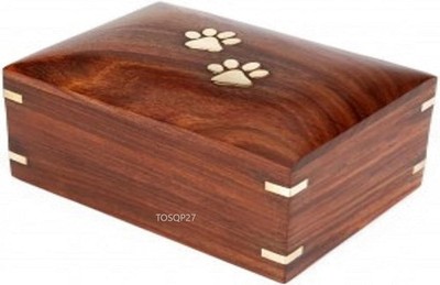 TOSQP27 Pet Cremation Urn for Dog & Cat Ashes   Rosewood Brass Inlay Memorial