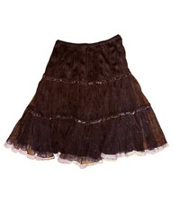 Vintage 213 Womens M Brown Polka Dot Tiered Mesh Midi Skirt Fairy Grunge Y2K