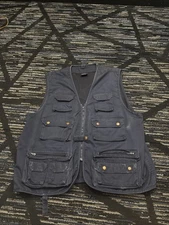 MIL-TEC Tactical XL Moleskin Canvas Vest Cargo Hunting and Fishing Navy Blue XL