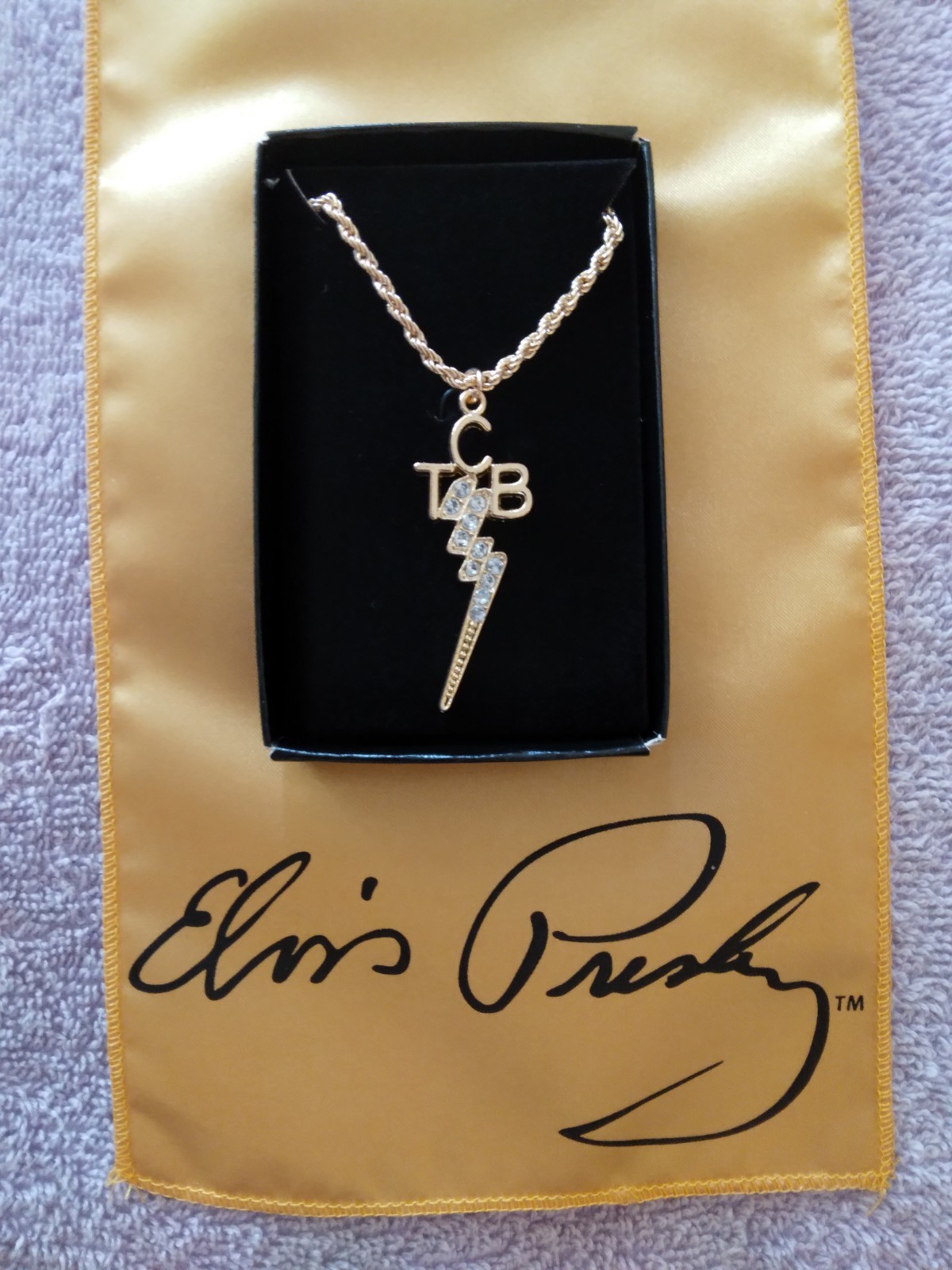 ELVIS PRESLEY TCB GOLD PLATED RHINESTONE NECKLACE BRAND NEW&GOLD SCARF LOT 2