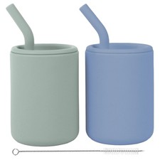 Silicone Baby Cups With Straws and Lids, 4  8 oz Options, Set of 2, Food Gra...