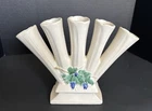 McCoy Pottery VTG  5 Finger Vase White Grapes & Leaves MCM