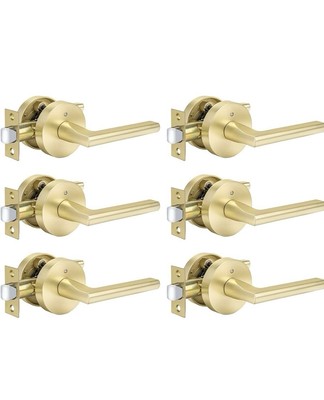 6 Packs Gold Door Handle Interior, Brushed Gold Door Handles, Gold Interior Leve