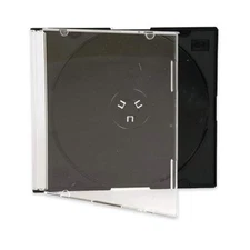 Ultra Thin 5.2mm Slim Clear CD Jewel Case with Built in Black Tray, 50 Pack.
