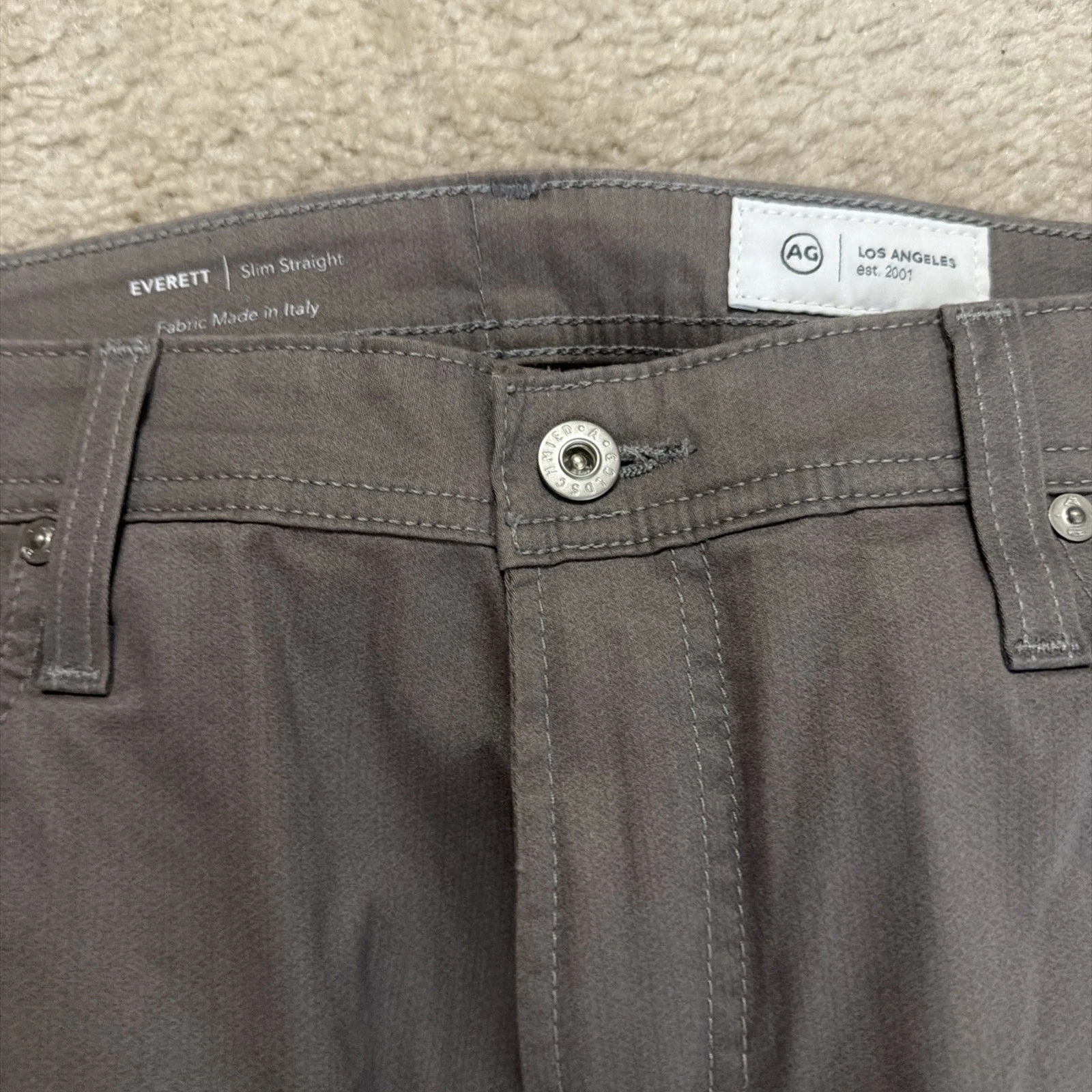 AG Adriano Goldschmied The Everett Slim Straight Pants Mens 36x32 Grey Office