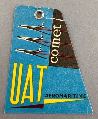 UAT Aeromaritime De Havilland Comet Vintage Airline Kofferanhänger Gepäckaufkleber DH