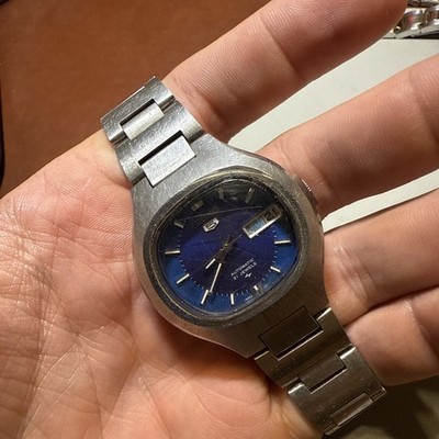 Rare SEIKO 5 7019-5010 Blue Dial Vintage Automatic Watch Working