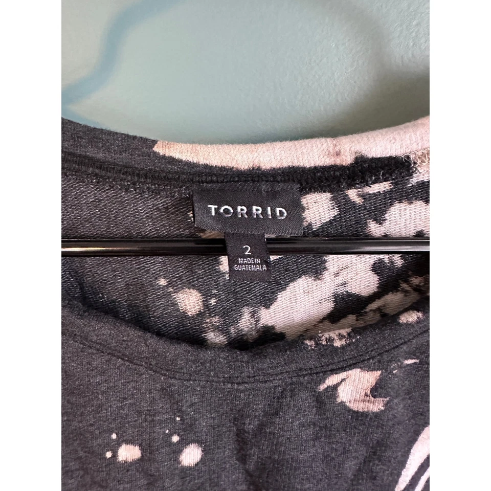 Camisa Pullover Torrid Tie Dye Blanqueador Salpicaduras Ácido Lavado Manga Larga  Foto 2 de 4