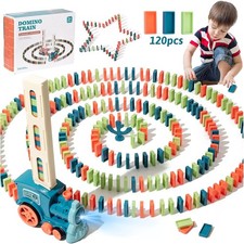 Domino Train Automatic Laying Kids Building and Stacking Train Dominoes Game Toy