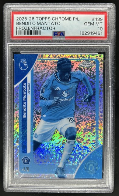 2026 Topps Chrome Premier League Bendito Mantato Frozenfractor RC Man U PSA 10