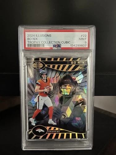 2024 Panini Illusions - Bo Nix #22 Trophy Collection Cubic /399 (RC) PSA 9