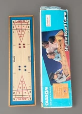 Vintage Carrom Shuffle Board Game Wood 8-Rollers #650 Made in USA 80s 90s