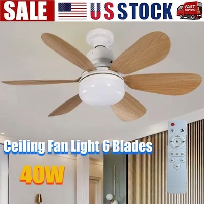 Screw Ceiling Fan LED Lamp E27 Socket Fan Light Remote 52cm (Walnut)