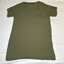 Madewell Womens Olive Green V-Neck Short Sleeve Relaxed Shift Dress Large EUC
