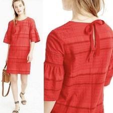 LOFT Geometric Print Eyelet Butterfly Sleeve Red Lace Dress - Size S