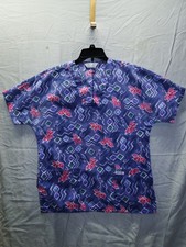 Cherokee Women's Size XS Blue Floral Pattern Scrubs Top - Pre-worn