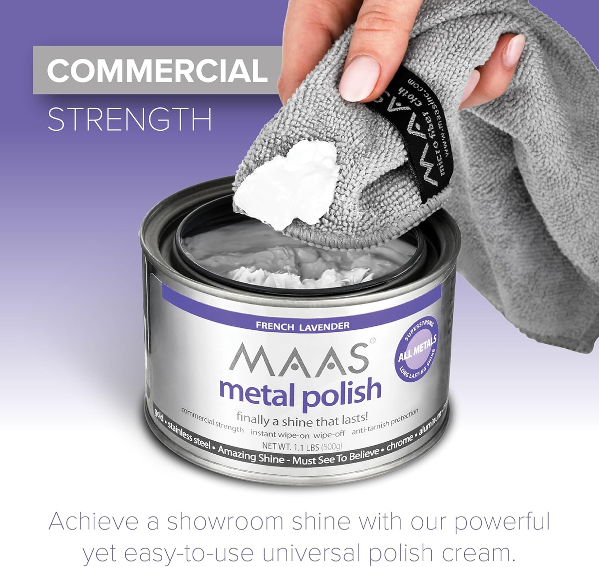 MAAS Metal Polish 1.1Lb Can plus Free Cloth, Universal Metal