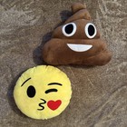Pre Owned Emoji Pillows Brown Poop And Yellow Kiss Heart Face Lot — photo 1
