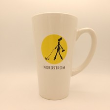 Rare Nordstrom Nordy Girl Dog Walker yellow Detail Tall White Coffee Mug/Cup HTF