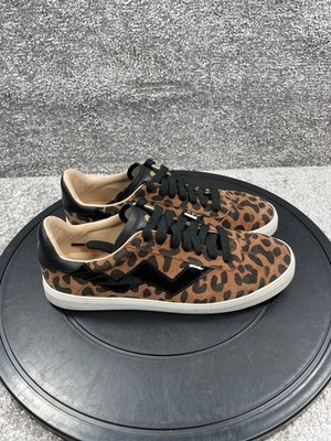 Stuart Weitzman Shoes Womens Size 7 Daryl Brown Black Leopard Suede Sneakers