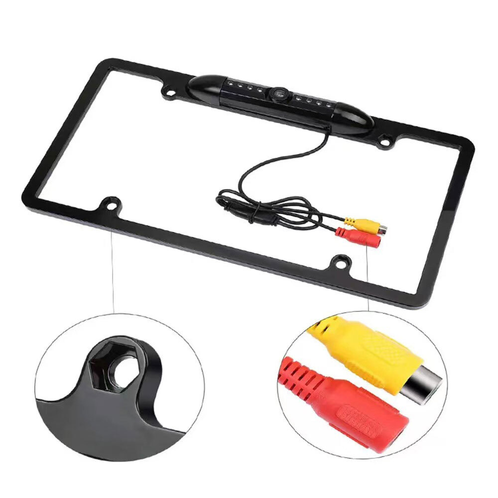 License Plate Metal Frame Rear View Backup Camera CMOS HD  LED Night Vision 2024