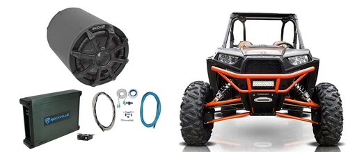 KICKER 46CWTB82 TB 8" 600w Loaded Subwoofer In Enclosure+Amp 4 RZR/ATV/UTV/Cart