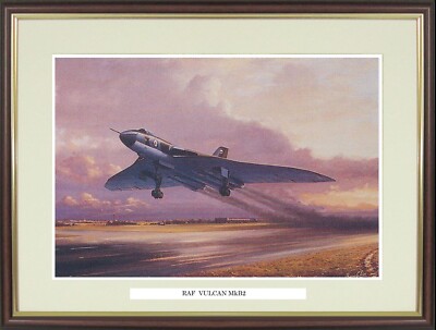 Vulkan Bomber gerahmter Druck - RAF Vulcan MkB21 NGN33 vom Künstler Barry Price.