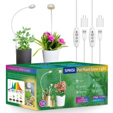 2PACK SANSI LED Pot Clip Plant Lamp Full Spectrum Grow Light Dimmable With Timer