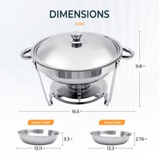 4 Pack 5 QT Round Stainless Steel Chafer Chafing Dish Sets Catering Food Warmer