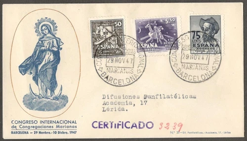 (AOP) Spain #750-51/C122 1947 Stamp Day Cervantes FDC