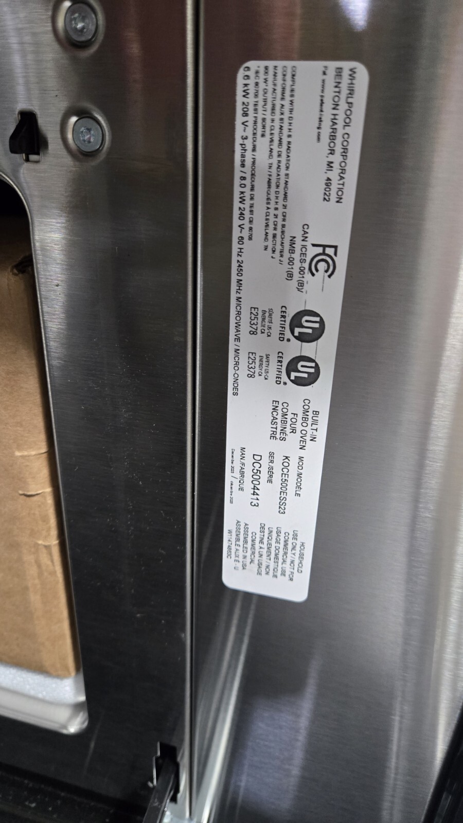 Kitchen Aid Koce500ESS 30" Stainless Microwave Oven Combo Electric NEW! 883049327389 eBay