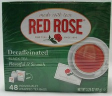 Red Rose Decaffeinated Black Tea 48 Individually Wrapped Tea Bags Made With Love