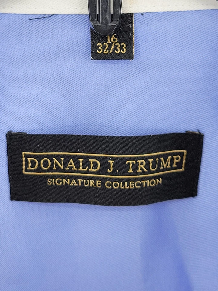 Donald J Trump Dress Shirt Mens 16 32/33 Blue White Collar French Cuff Button Up - Image 4 of 4
