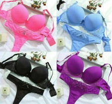 Women' Push up  Sexy Padded Bras Set Ladies Underwear Lingerie Lace Bra Knicker