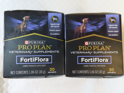 PURINA FORTIFLORA PRO PLAN VETERINARY DOG SUPPLEMENTS 30 SACHETS LOT OF 2  10/24