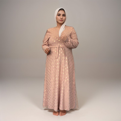 ROCKTHOSECURVES DAMEN MAXIKLEID GOLD GEPUNKTET MIT GÜRTEL ÜBERGRÖSSE ABEND