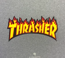 Thrasher Flame Logo Skateboard Sticker Yellow 6"