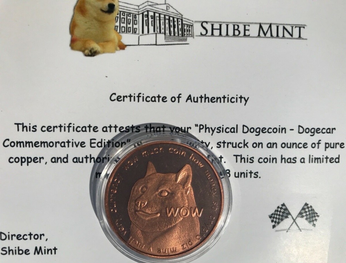 OFFICIAL 2014 Shibe Mint Dogecoin Rare Physical Coin 'DOGECAR