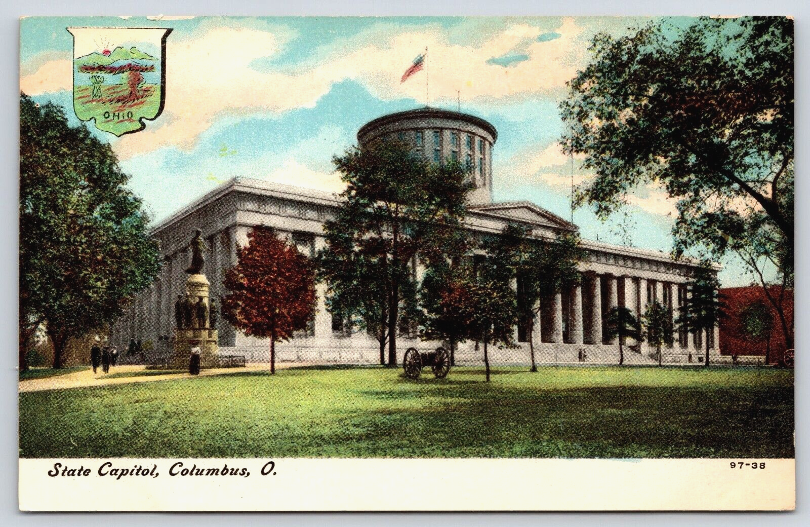Original Old Vintage Postcard State Capitol Building Monument Columbus Ohio