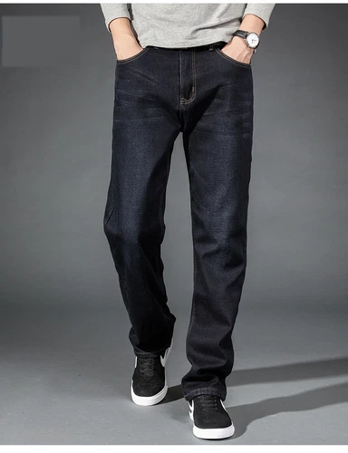 Hombre Invierno Grueso Térmico Jeans Forrado de Vellón Denim Pantalones Algodón Cálidos Pantalones - Imagen 8 de 17