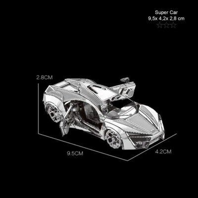 ZOYKI Super Car - 3D Laser Metall Puzzle, Miniatur Modellbau, Bausatz Hypersport Auto