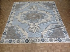 13 x 13 Square Hand Knotted Sky Blue Geometric Oushak Oriental Rug G15163
