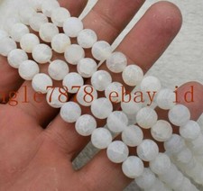 Natural 6/8/10/12mm White Dream Frost Agate Round Gemstone Loose Beads 15'' AAA