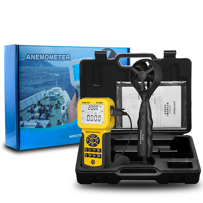 Portable Anemometer wind air speed flow Velocity meter Handhold thermo CFM CMM